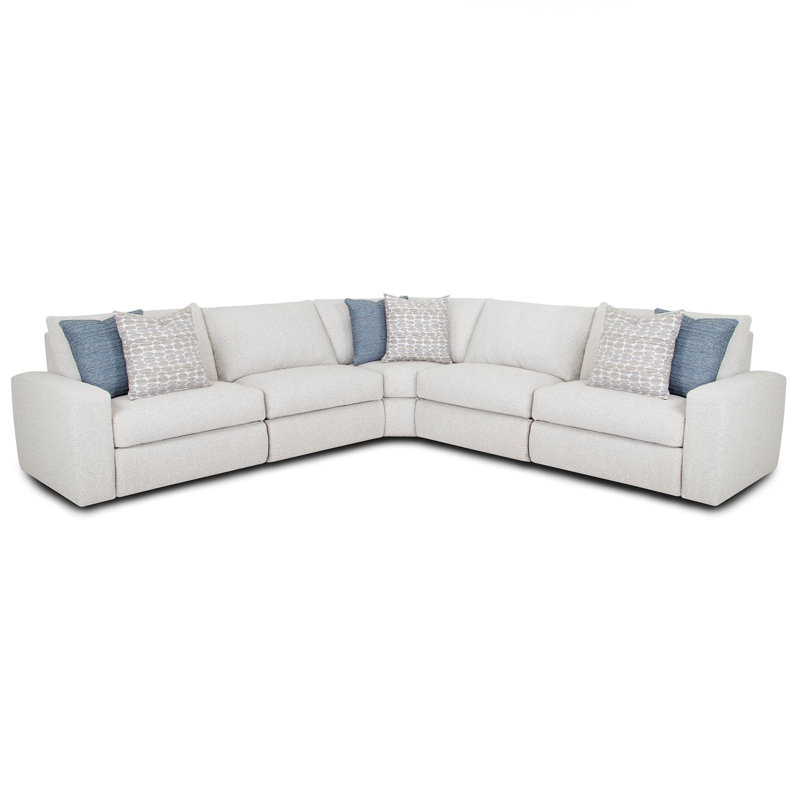 Canapé modulaire inclinable électrique 5 pièces Dehn, Polyester ivoire