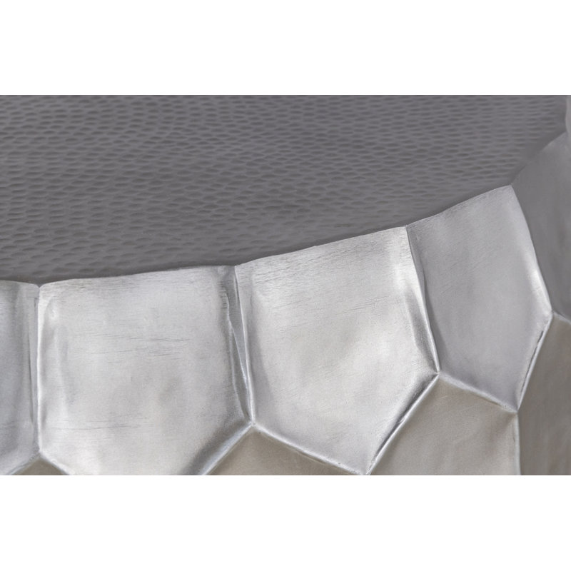 Modern Contemporary Round Aluminum Coffee Table, Silver