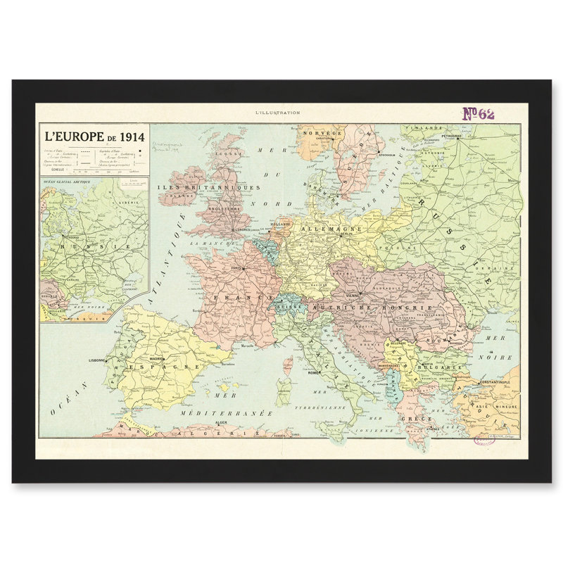 Peltier 1914 Political Map Europe French - Single Picture Frame Print