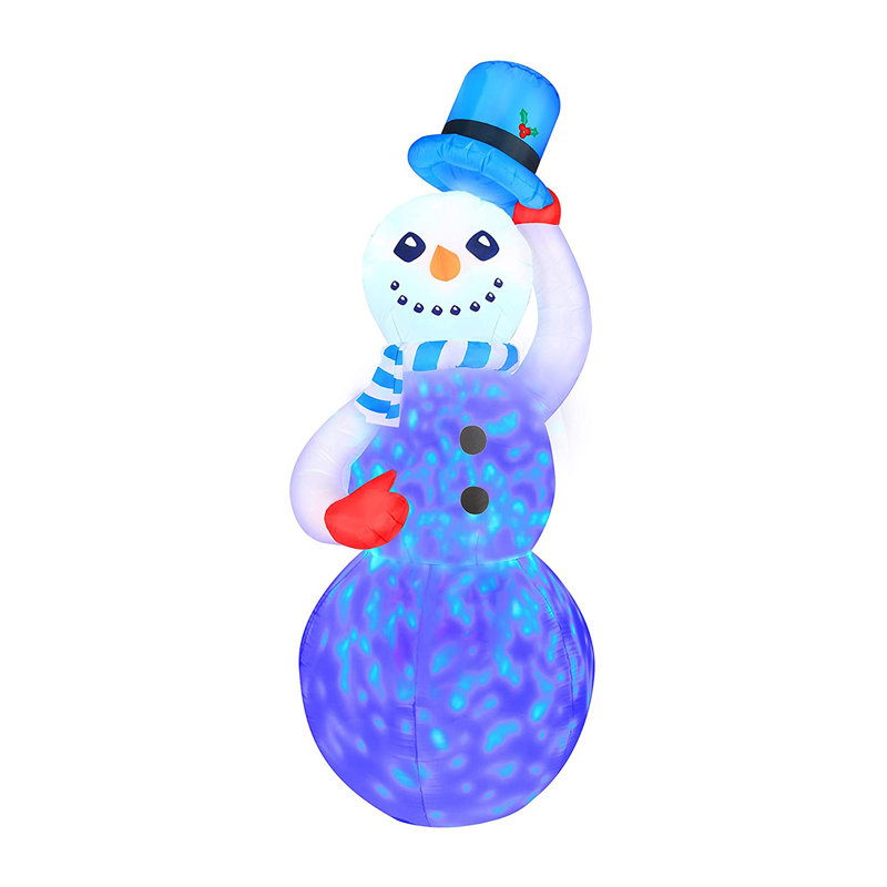 Swirling Lights Snowman with Tipping Hat Inflatable