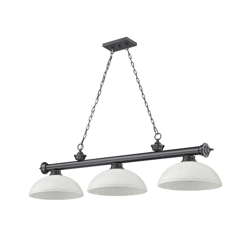 Billard 3 lumières Annaleisa, Lin blanc, Bronze plaqué