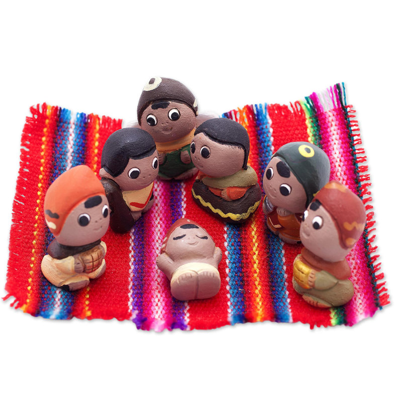 Ensemble de 7 mini crèches de Noël en céramique