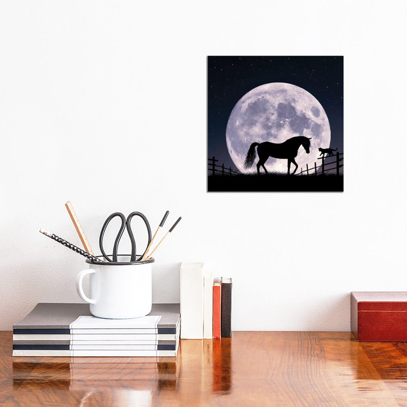 Horse And Moon by Abdullah Evindar - Wrapped Canvas Print, 30.48 cm H x 30.48 cm W