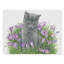 «Grey Cat in Flowers», reproduction de peinture acrylique sur toile tendue Furtado-30392752