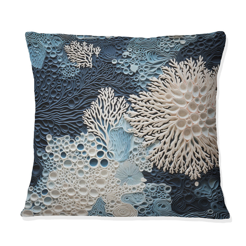 Coussin décoratif imprimé sous-marin bleu et blanc Under Water