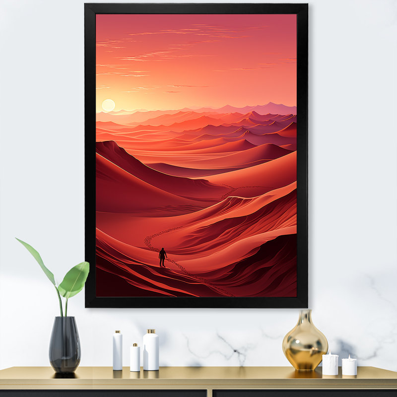 «Red and Yellow Dunes Desert II», Cadre simple noir, H 20 po x l 12 po x P 1 po
