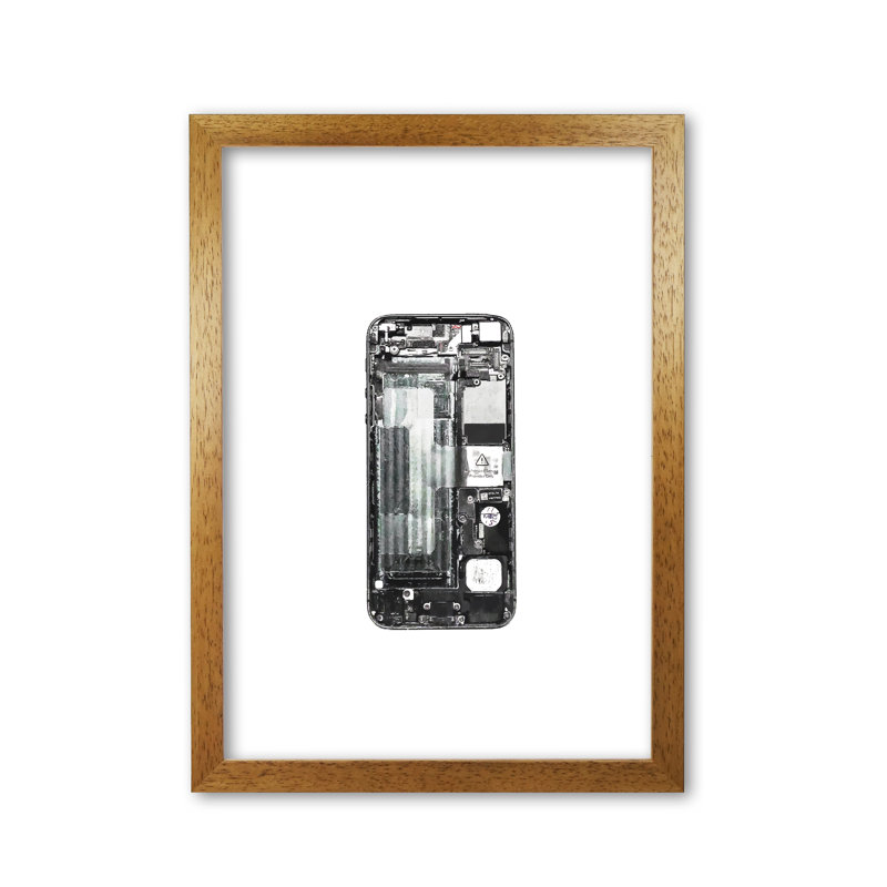 Broken IPhone - Print, Honey Oak Frame, 42 cm H x 30 cm W x 5 cm D