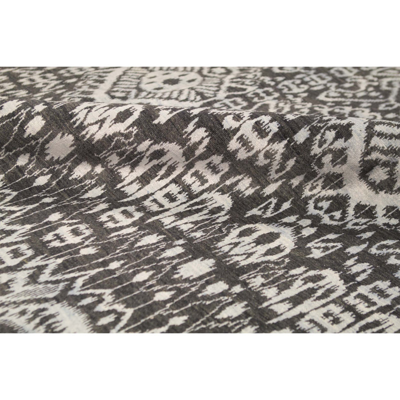 Tapis noir et bleu clair de haute qualité noué à la main