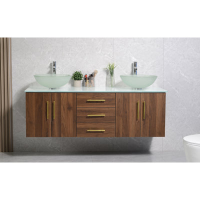 Ensemble de meuble-lavabo mural double
