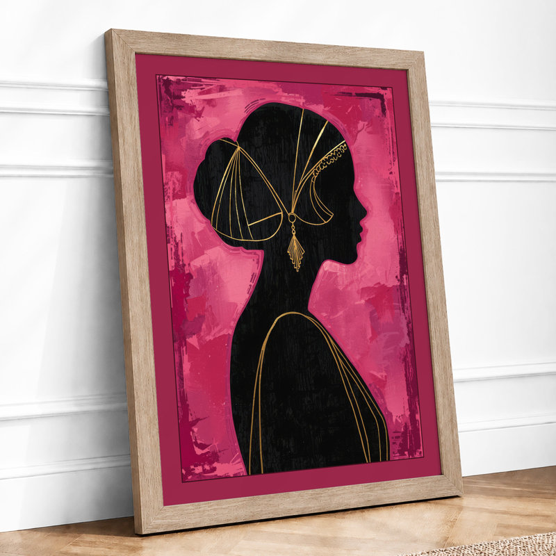 Golden Profile Modern - Framed Print, A2 - 59.4 x 42.0 cm, Oak