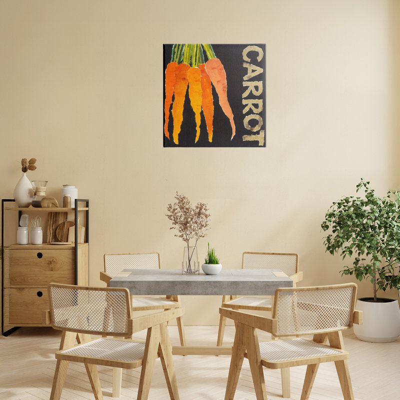Toile de légume carotte, par Nancy Overton, H 17 po x l 17 po