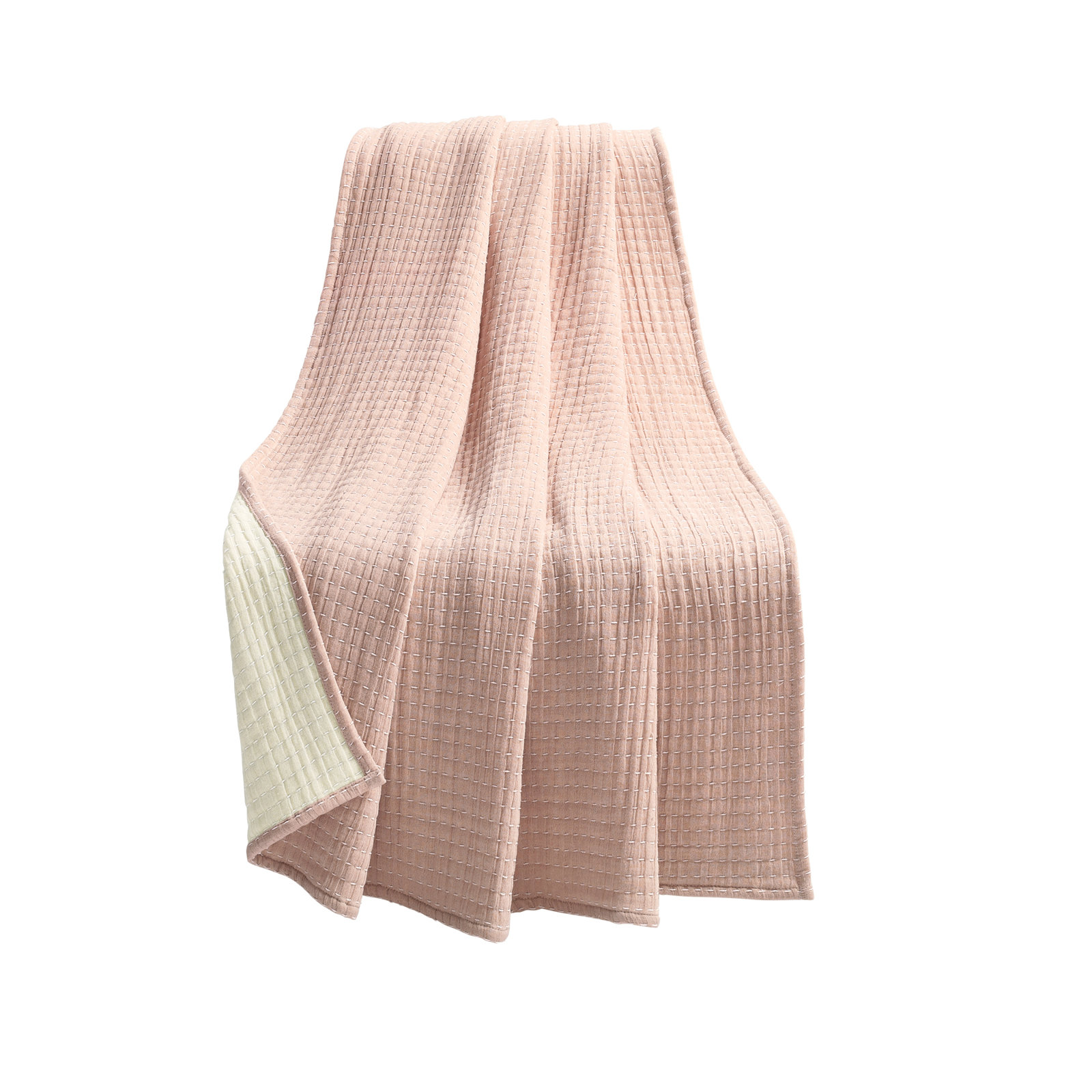 Windcrest Cotton Throw Blanket, Blush/Off White