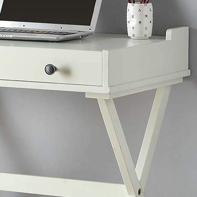 Elegant Ivory 34.25" Compact Flip Top Desk with Cork Board and Storage Drawers, Antique White
