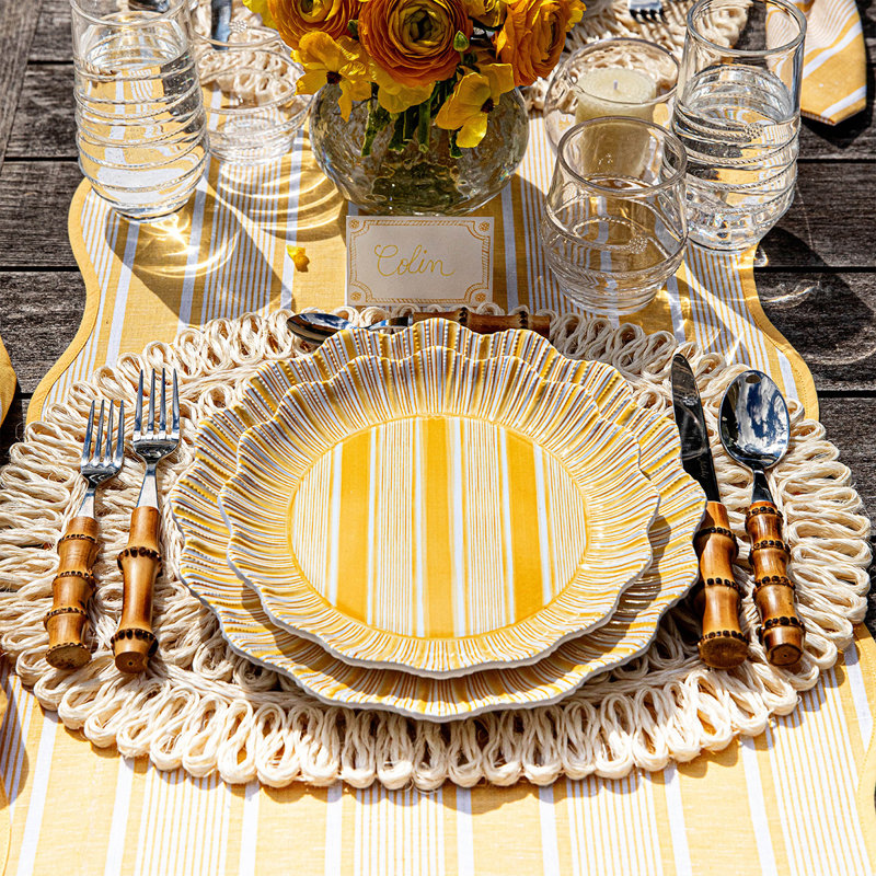 Cabana Stripe Melamine Dinner Plates, Sunshine