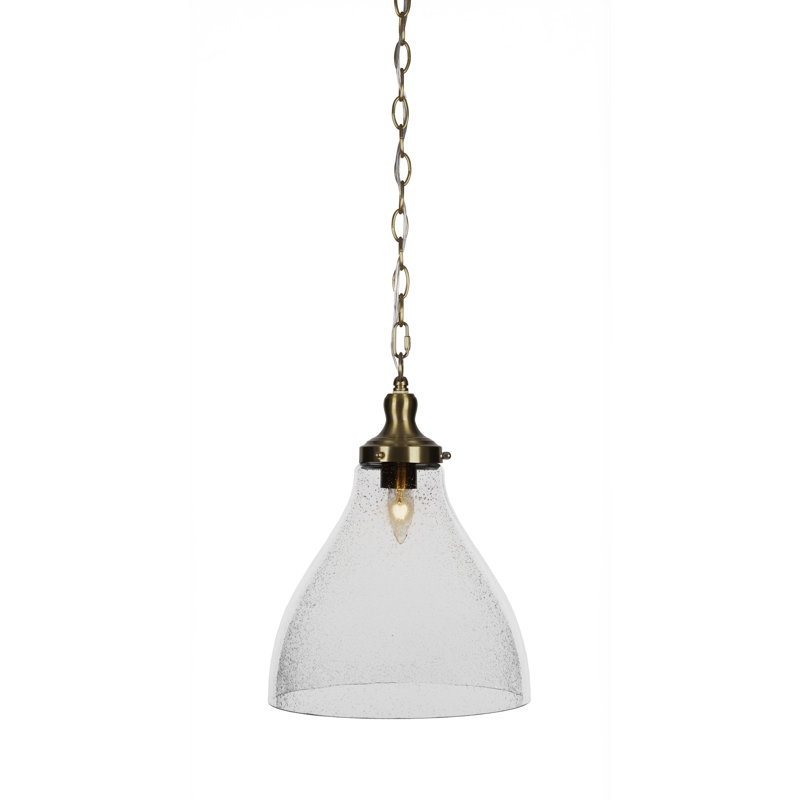 Luminaire suspendu à chaîne Juno avec verre 11,75 po, Laiton New Age, Clair