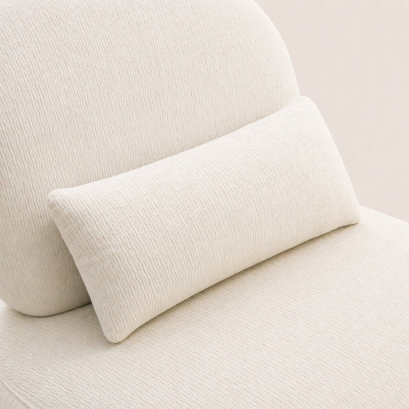 Fauteuil d'appoint Mid-Century de 28 pouces de largeur avec base et coussin pour petit espace, Velours - Blanc