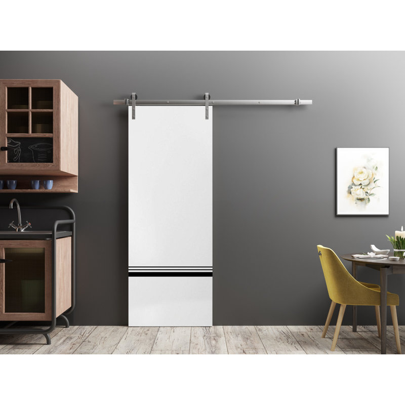 Porte de grange en bois massif massif, Satin blanc, 36 po x 80 po