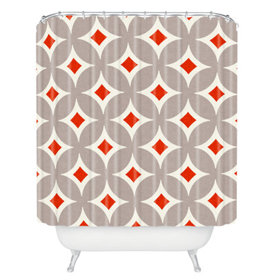 Rideau de douche simple à motif géométrique Darieus Vermillion