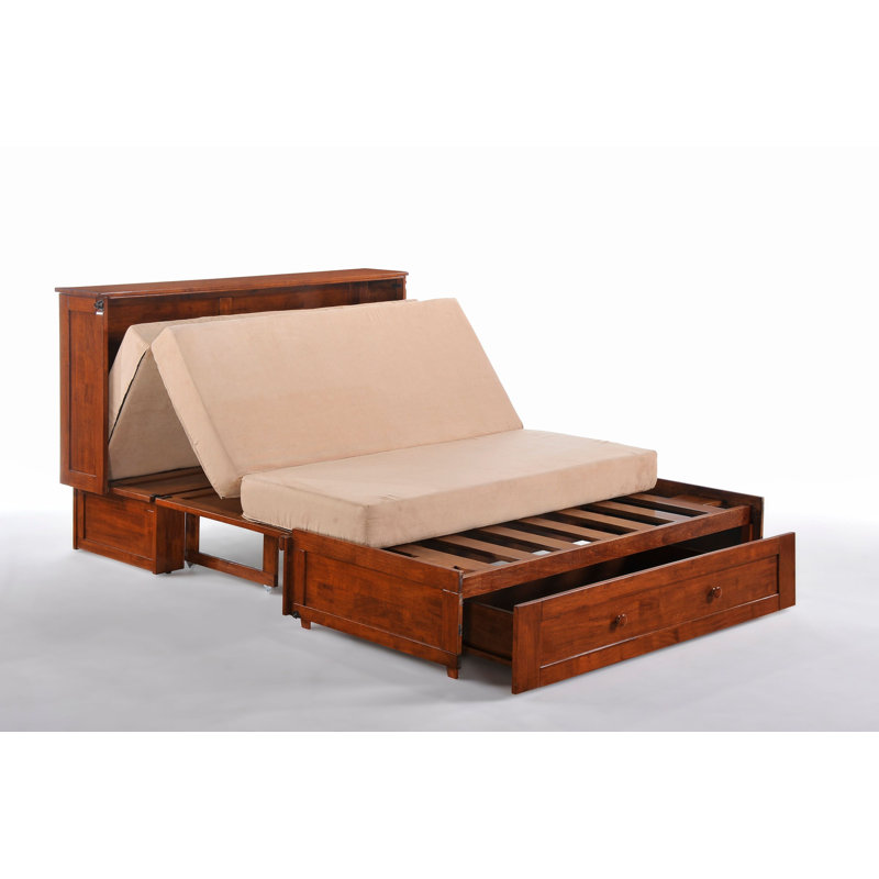 Cherry Queen Cabinet Bed with Gel Memory Foam Mattress and USB Ports