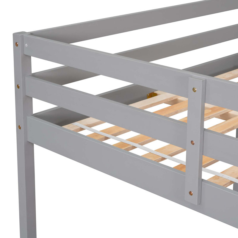 Lit mezzanine avec échelle en bois massif, Gris