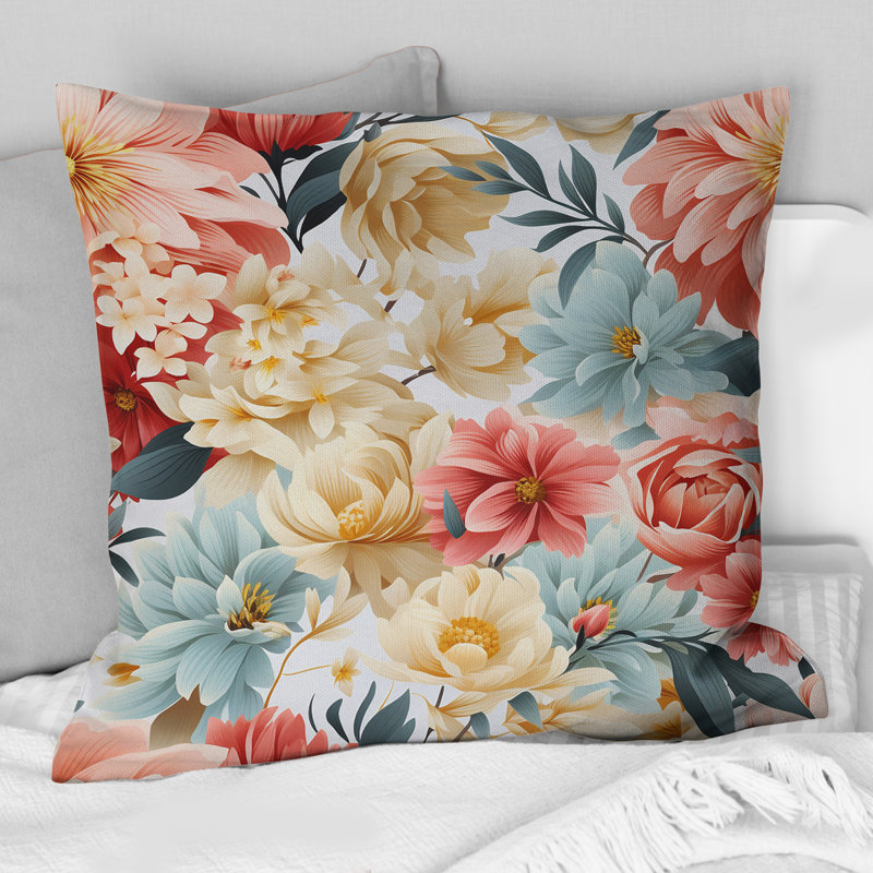 Coussin décoratif antique à motif floral Boho Accents III, H 18 po x l 18 po