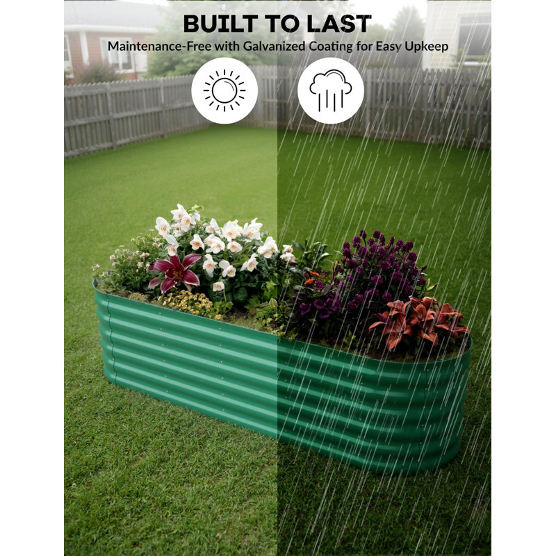 2Pack Steel Raised Garden Bed,Metal Deep Root Planter Box for Vegetables Flowers Herbs,Large Oval Garden Planting Bed,Easy Assembly ( 8x2x1.5ft )