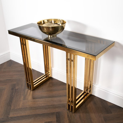 Abbiney 400cm Glass Top Console Table