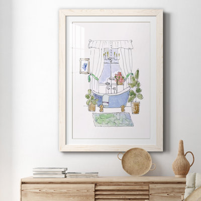 «Sketchy Bath III» - peinture encadrée