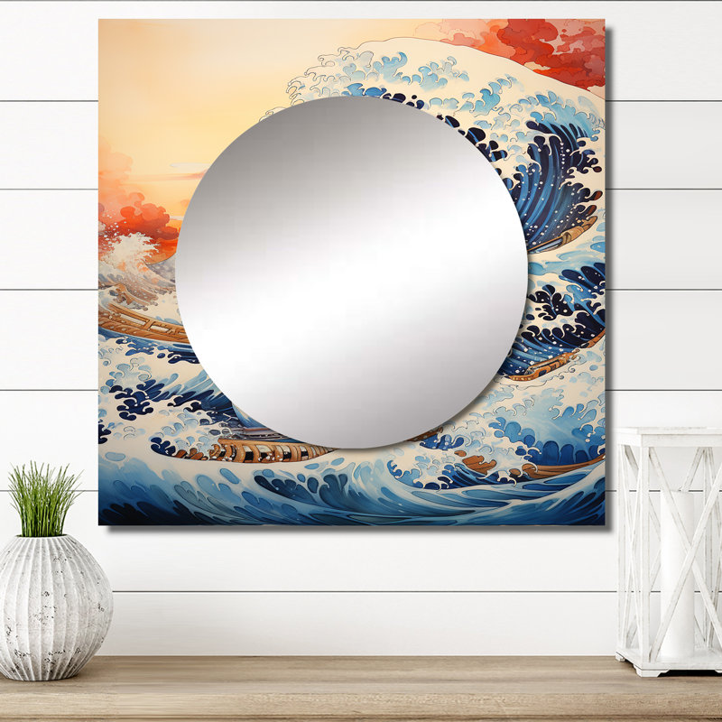 Rafaelita - Miroir carré décoratif nautique et de plage, 36 po x 36 po