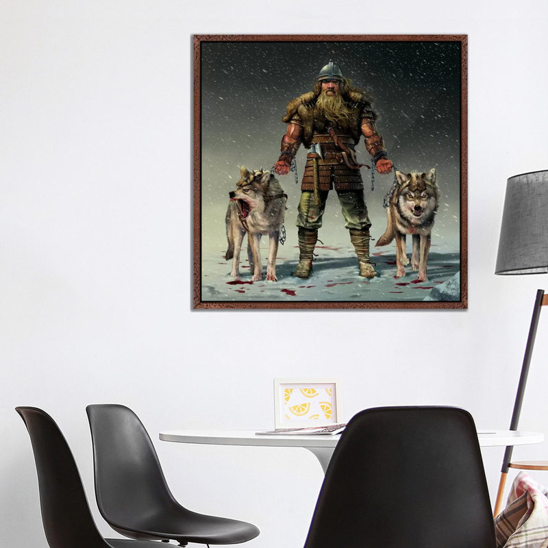 Mountain Viking by Vincent Hie - Print on Canvas, Classic Brown Wood Framed, 93.98 cm H x 93.98 cm W