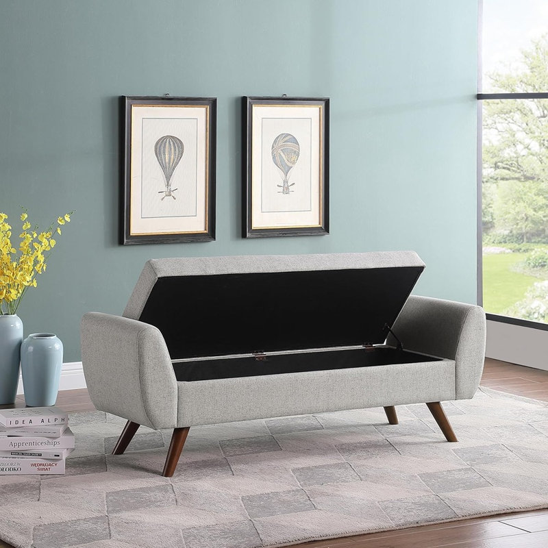 Banc de rangement avec pieds en bois