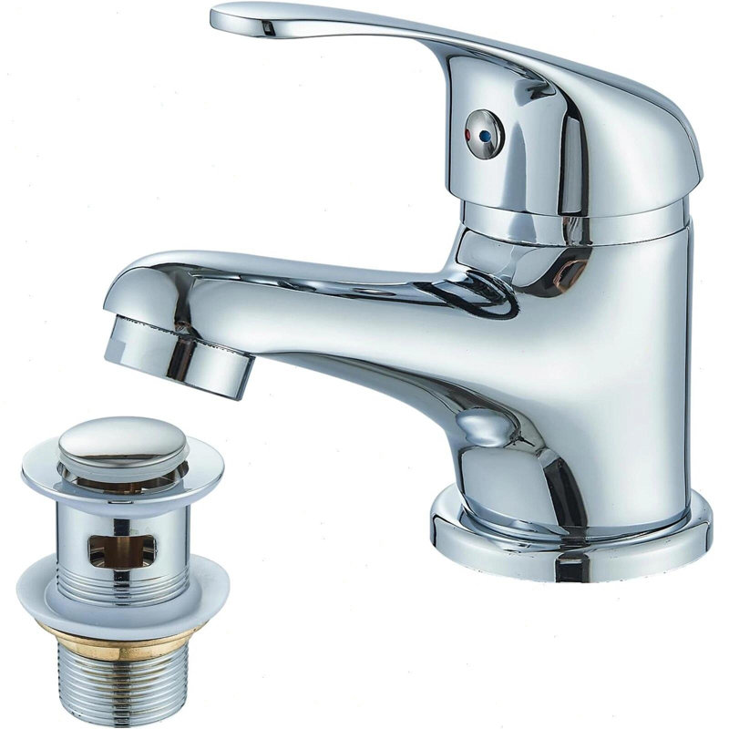Cloakroom Basin Mixer Tap Chrome Basin Sink Mono Bathroom Tap + Fixings + Waste