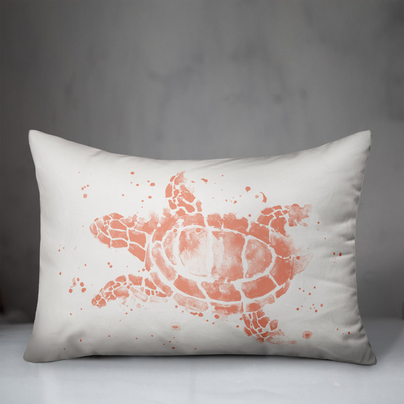  Housse et insert de coussin rectangulaire Splatter Sea Turtle, Orange