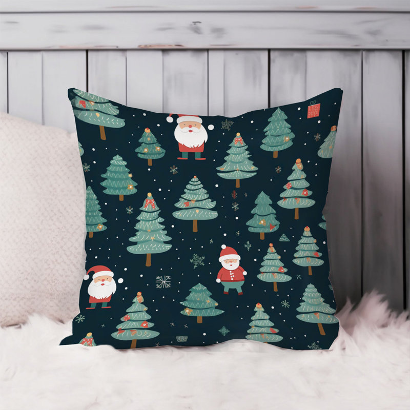 Holiday Christmas Tree Santa Claus Pattern I Modern, 18"H x 18"W