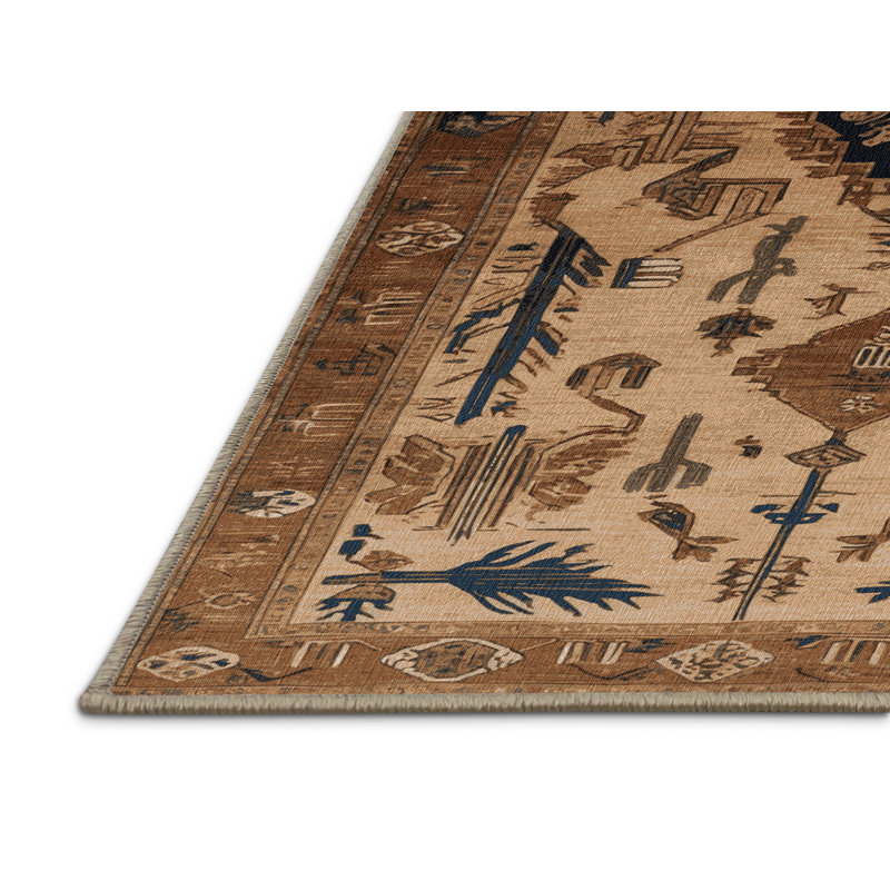 Machine Washable Persian Brown Area Rug, Rectangle 3' x 5'
