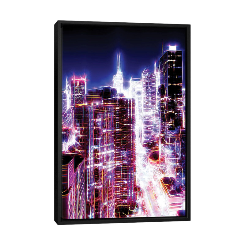 «42nd Street», impression sur toile, H 26 po x l 18 po x P 1,5 po, Toile avec cadre noir, Pas de tapis
