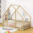 Wood House-Shaped Floor Bed With Guardrails-528129499-528129498