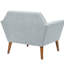 Fauteuil moderne avec pieds à finition pacane, siège à boutons, revêtement bleu avec dossier en bois massif, l 37 po x P 29,5 po