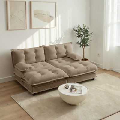 Causeuse en chenille de 77 po Wilroy, canapé modulaire avec 2 repose-pieds et coussin en mousse compressée Wilroy, pour le salon, la chambre et les appartements