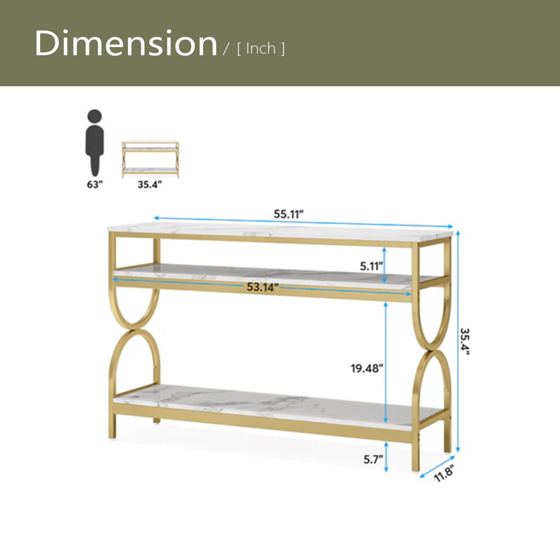 Faux Marble Sofa Table,3-Tier Bedside Table,Console Table,Foyer Table