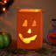 8" Orange Wood Jack O Lantern Halloween Candle Holder