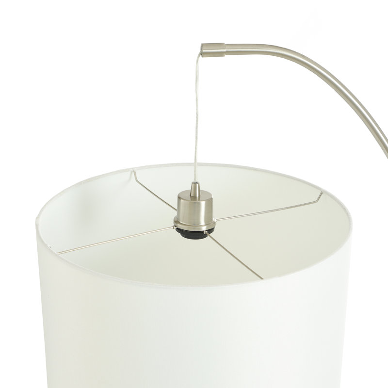 Lampe sur pied Ellison Arc - Acier brossé - Abat-jour blanc