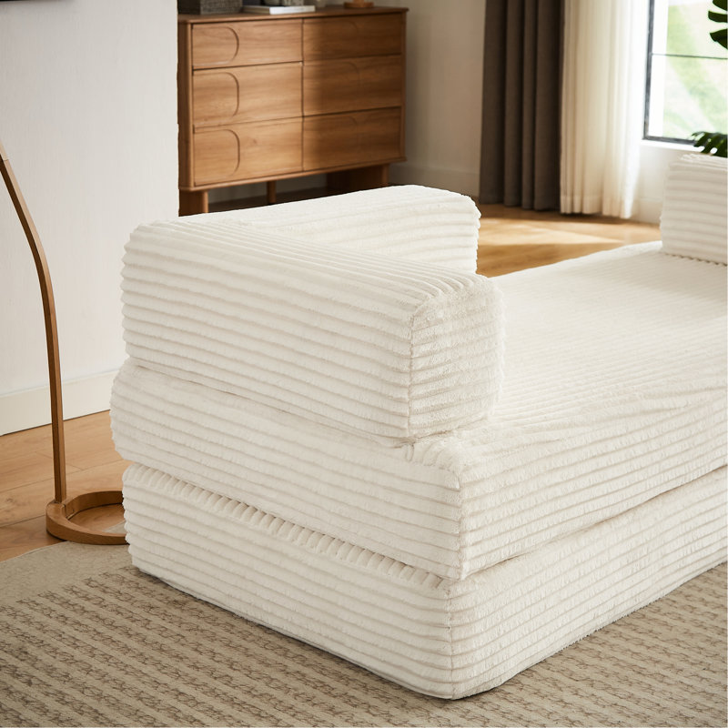 Nuage désossé 2 places - Modulaire moderne, surdimensionné, velours côtelé, beige, sans assemblage, pour des intérieurs spectaculaires, détente à la maison