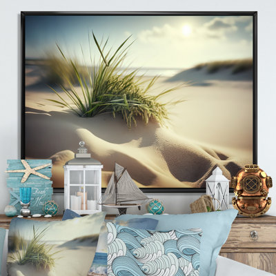 Grass on Sand Dunes I - reproduction sur toile avec cadre flottant