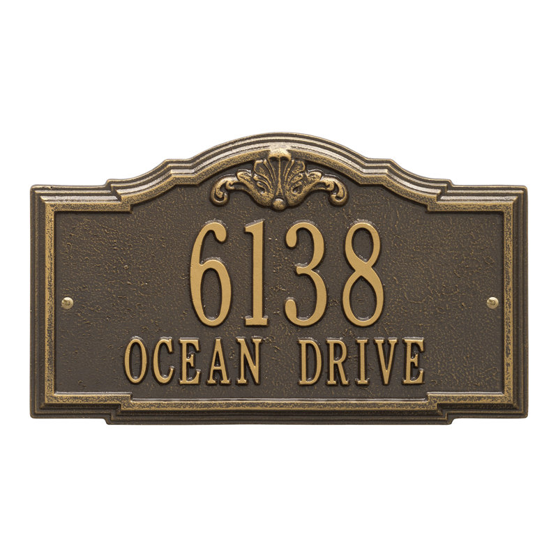 Gatewood Personalized Standard 2-Line Wall Address Plaque, Bronze/Gold, Yes
