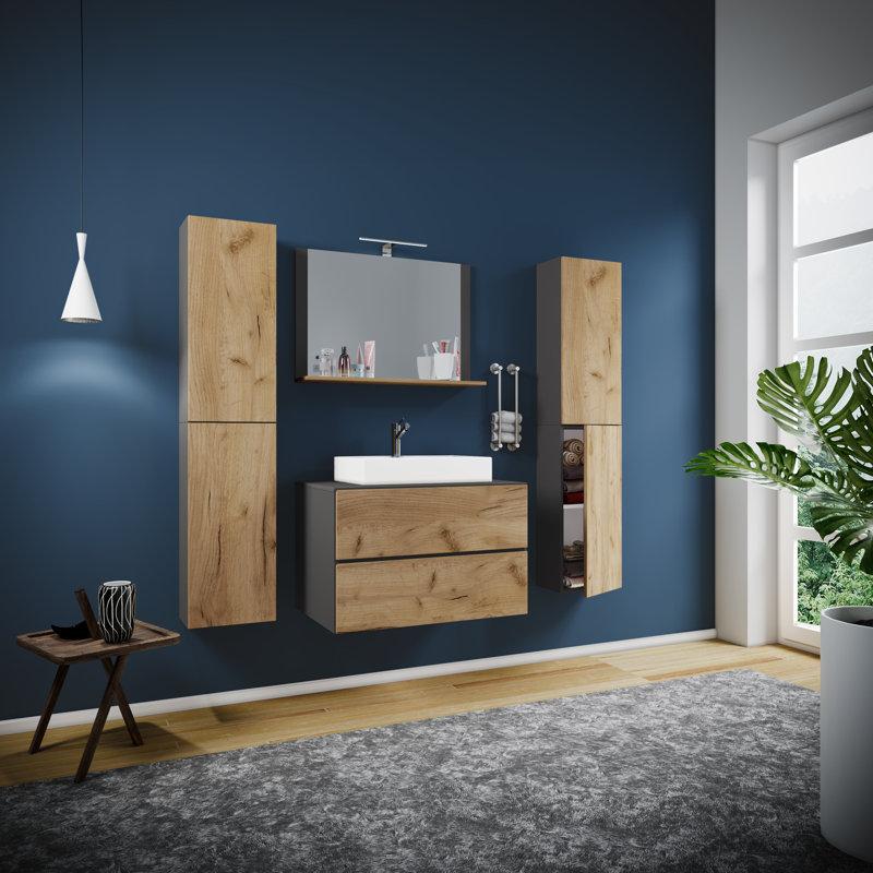 Anduela Bathroom Furniture Suite, Brown / Black