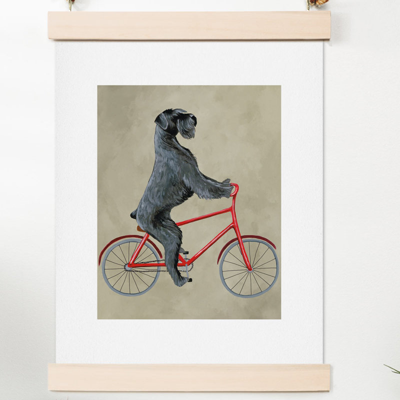 « géant schnauzer on bicycle », impression, H 24 po x l 18 po x P 0,13 po