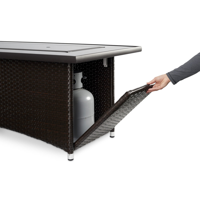 Rectangle Smokeless Fire Pit Table with Hidden Fuel Tank, Balsam