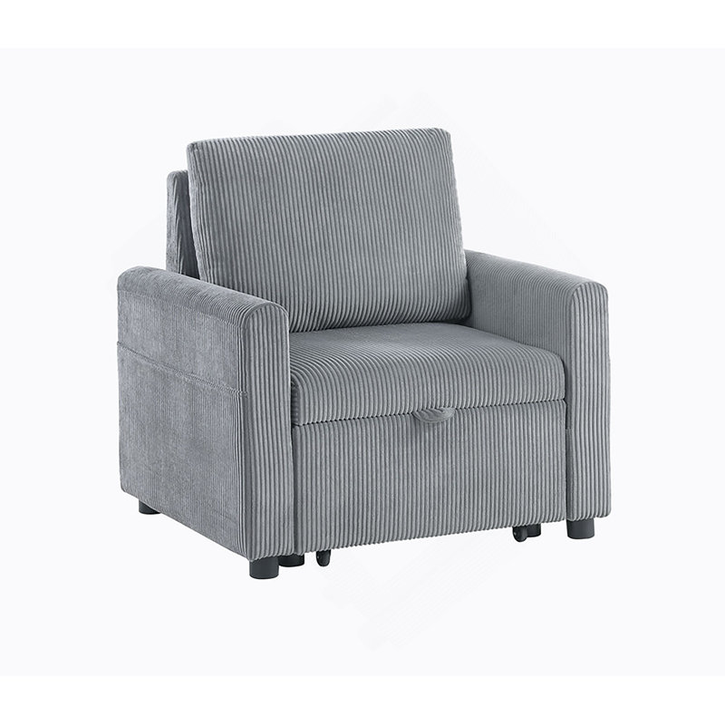Fauteuil en velours côtelé l 33 po Ottavio avec méridienne coulissante et poche latérale