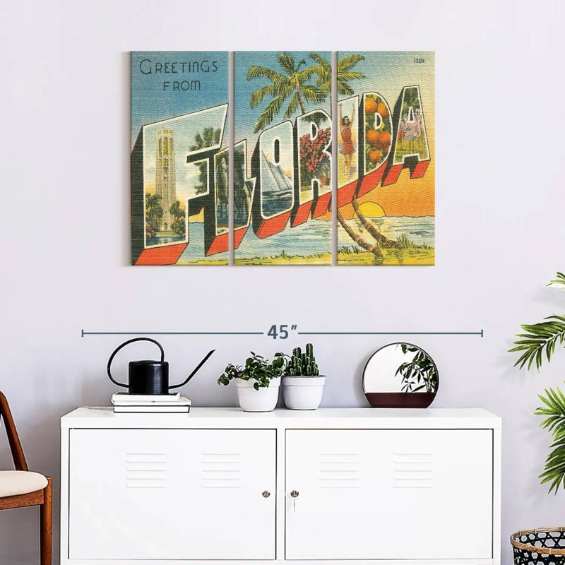 «Greetings From Florida on Canvas», ensemble de 3 pièces, H 24 po x l 38 po x P 1,25 po